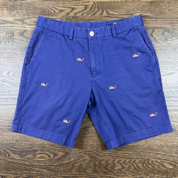 Vineyard Vines Shorts Mens 32 Patriotic Whale Embroidered Chino Preppy Summer - Picture 1 of 7
